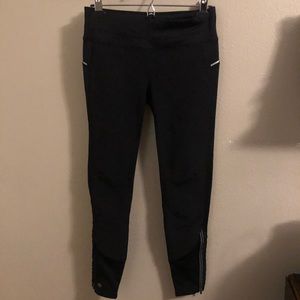 Athleta Black Performance Leggings with Zip Ankles